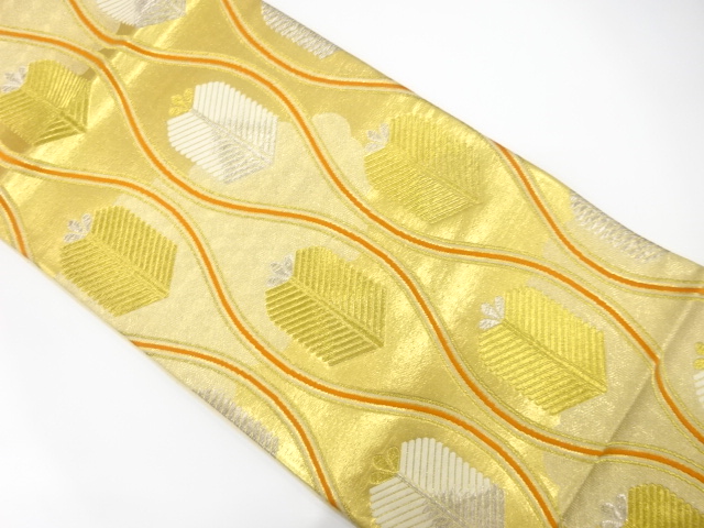 アンティーク　立涌に若松模様織り出し袋帯（着用可）